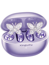 Clipfree Open-Ear Headphones, Butterfly-Inspired Ear-Cuff Design, Stylish & Comfortable Clip-On Ear Buds, Wireless Earbuds For Women, Long Battery Life, Great For Gifting - Purple