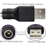 Usb To Dc Power Adapter, 2Pcs Usb 2.0 Male To Dc 5.5Mm X 2.1Mm Female 5V Connector Power Adapter For Usb Device And For Laptop Pc