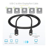 StarTech.com 1m / 3.3ft USB-C to Mini DisplayPort Cable - 4K 60Hz - Black - USB 3.1 Type C to mDP Adapter (CDP2MDPMM1MB)