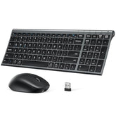 iClever DK05 Bluetooth Keyboard and Mouse Combo, Multi-Device Wireless Keyboard and Mouse (2.4GHz+Bluetooth), USB-C Rechargeable, Slim Compact Design, Comfortable Typing for PC/Laptop/Windows/Mac