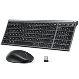 iClever DK05 Bluetooth Keyboard and Mouse Combo, Multi-Device Wireless Keyboard and Mouse (2.4GHz+Bluetooth), USB-C Rechargeable, Slim Compact Design, Comfortable Typing for PC/Laptop/Windows/Mac