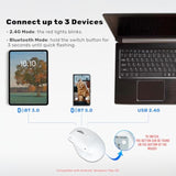 Wireless Mouse, Vertical Ergonomic Mouse With 2.4G Wireless & Bluetooth For 3 Multi-Device Function, Adjustable Dpi Modes, Compatible With Pc, Mac, Laptop - White