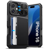 iPhone 16 Case with Card Holder (3-5 Cards), RFID Blocking, Slide Camera Cover