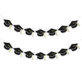 Graduation Decorations Class Of 2025 Party Supplies - Graduation Grad Caps Banner (Pre-Strung)