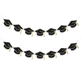 Graduation Decorations Class Of 2025 Party Supplies - Graduation Grad Caps Banner (Pre-Strung)