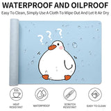Cute Fat Duck Pattern Desk Mat,Cartoon Animal Game Mouse Pad,Blue Extended Desk Mat,Makeuptable Mat,Desk Writing Mat For Office Work Home For Girl Women(31.5''X15.7'', Blue&Doubt Duck)