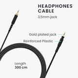 kwmobile Headphone Cable Compatible with Shure SRH440A / SRH840A / SRH440 / SRH840-300cm Cord with 3.5mm (1/8") Jack + 6.35mm (1/4") Jack Adapter