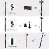 Smatree 86.6 Inch Selfie Telescopic Stick Compatible for Insta360 X5,GoPro Hero 13/12/11/10/9/8/7,Osmo Action 5 Pro,AKASO EK7000, Extension Pole Compatiable with Compact Cameras and iPhone/Cell Phones