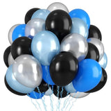 Blue And Black Balloons,12 Inch Dark Blue And Silver Black Pearl Light Blue Balloons For Kids Boys Birthday Party Decorations Baby Shower Graduations Celebrations Backdrop Supplies
