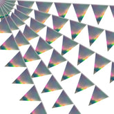 64Ft Iridescent Triangle Pennant Banner Flag Holographic Hanging Metallic Paper Bunting Garland For Hanging Backdrop Birthday Party Decorations Graduation Bridal Wedding Disco Shower Party Supplies