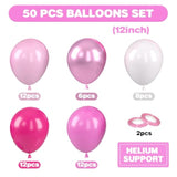 Pink Balloons, 12 Inch Hot Pink Balloons, Pastel Metallic Pink White Latex Balloon Helium For Girls Birthday Baby Shower Wedding Gender Reveal Bridal Shower Princess Party Decoration