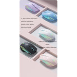 M800 Single-Mode Wireless Battery Level Display Mouse, 2.4G Wireless, 2400 Dpi Optical Sensor, Rgb Lighting, 6 Programmable Buttons, 135Hr Battery Life (Pink)