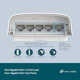 Omada Sg2005P-Pd | 5 Port Outdoor Poe Passthrough Gigabit Ethernet Switch | 1 Poe++ In@90W, 4 Poe+ Out Up To 64W | Ip55, Static Routing, Access Control List, Qos, Vlan | Poe Powered Only