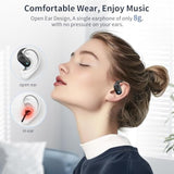 Open Ear Headphones, Bluetooth Headphones 5.3 Sports With Smart Digital Display, 36H Playtime, Ip54 Waterproof, Wireless Earbuds Lightweight Design Fit Cycling, Running, Workout (Black)