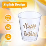 100 Pcs Happy Birthday Plastic Shot Glasses Birthday Party Favors 2 Oz Cheer Cups For Anniversary Wedding Party Supplies