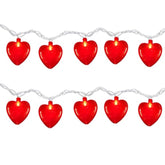 Valentine'S Day Glitter Red Heart Lights – 8.5Ft Valentines Day Decorations String Lights With 10 Led Red Heart Lights,