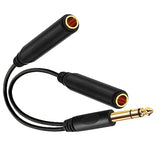 1/4 Splitter Male To Dual 1/4" Trs Stereo Female Jack Splitter Headphone Adapter Cable - 8 Inches / 20Cm Quarter Inch Cord