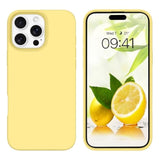 Compatible With Iphone 16 Pro Case 6.3 Inch Liquid Silicone Soft Gel Rubber Slim Thin Microfiber Lining Cushion Texture Cover Shockproof Protective Phone Case For Iphone 16 Pro, Yellow
