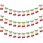3 Pcs Cherry Garland Decoration Diy Felt Pom Pom Fruit Hanging Decor Cherries Birthday Garlands Banner Cherries Party Decoration For Birthday Wedding Baby Shower Christmas Home Decor