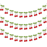 3 Pcs Cherry Garland Decoration Diy Felt Pom Pom Fruit Hanging Decor Cherries Birthday Garlands Banner Cherries Party Decoration For Birthday Wedding Baby Shower Christmas Home Decor
