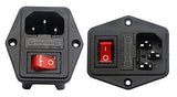 10A 250V Ac Rocker Switch Power Socket 3 Pin Iec320 C14 Inlet Module Plug Fuse (2Packs)