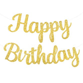 Gold Happy Birthday Banner, Pre-Strung Glitter Gold Birthday Sign, 10 Feet, No Diy, Happy Birthday Garland For Women Men Birthday Party Decorations Supplies
