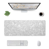 Silver Glitter Large Gaming Mouse Pad 31.5"X11.8" Waterproof Non-Slip Desk Mat For Office/Gaming Keyboard And Mouse With Rubber Base For Home And Work