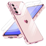 Luxury Pink Heart Plating Phone Case for Samsung Galaxy A37-5G