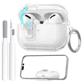 AirPods Pro 3 Case with Cleaner Kit, Soft TPU Clear Cover and Bracket, Dustproof Design, Keyring, Auto Pop-Up, Lock Clid, and Cleaner Kit for AirPods Pro 3 (2025)