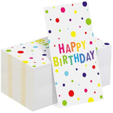100 Pieces Happy Birthday Napkins Disposable Rainbow Polka Dot Party Napkins 7.8 X 4.3 Inch Colorful Paper Cocktail Napkins Birthday Supplies For Baby Shower Birthday Party Decorations