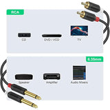 Dual 1/4 Inch Ts To Dual Rca Stereo Audio Interconnect Cable, Gold Plated Audiowave Series 2 X 6.35 Mm Male Ts To 2 Rca Male Pvc Shelled Adapter Cable, 6 Feet