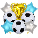 4D Soccer Party Balloons, Championship Trophy Balloon, First Prize Soccer Party Decorations, World Cup Sport Theme Birthday Party Balloons (Blue white)