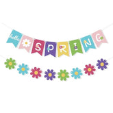 Hello Spring Banner Spring Flower Bunting Garland Spring Easter Party Decorations For The Home Indoor Outdoor Mantel Fireplace Hanging Decor