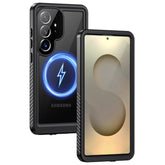 Magnetic For Samsung Galaxy S25 Ultra Case, Ip68 Waterproof Dustproof, Built-In Screen Protector, Rugged Full Body Shockproof Cover For Galaxy S25 Ultra 5G 6.9 Inch, Black/Clear