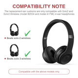 Solo 3 Replacement Ear Pads Compatible With Beats Solo 2 & Solo 3 Wireless On-Ear Headphones, Memory Foam Ear Cushions, Black