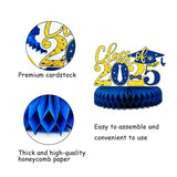 8 Pcs Blue and Gold Graduation Centerpieces for Tables 2026 - Class of 2026 Congrats Grad Party Decorations Supplies Table Toppers, Navy Blue Graduation Honeycomb Centerpieces for College High School