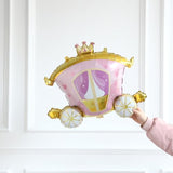 4Pcs Princess Birthday Party Balloons With 30Inch Castle Carriage Foil Balloons For Girl Princess Baby Shower Decorations(4Pcs Set)