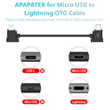 For Ios To Micro Usb Data Cable For Dji Spark, Dji Mavic Pro/Mini 1St & Se/2 Series/Air 1St Drone Controller, Link For Iphone 14 13 12 11 Pro Max Ipad 9Th/8Th/7Th/6Th/5Th Gen (1Ft/30Cm)