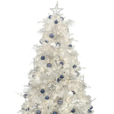 Store 6Ft White Christmas Tree With Ornaments And Lights All-In-One Completed Christmas Tree Set Including 6 Feet Full Tree, Ornaments, Led String Lights With Remote And Timer