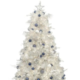 Store 6Ft White Christmas Tree With Ornaments And Lights All-In-One Completed Christmas Tree Set Including 6 Feet Full Tree, Ornaments, Led String Lights With Remote And Timer