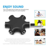 3.5Mm Multi Headphone Audio Splitter 5-Jack Female Connector Adapter With 3.5Mm Stereo Cable 20Cm & 100Cm, 3-In-1Pack