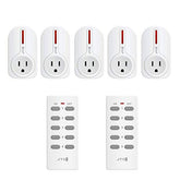 5 Pack Remote Control Outlet Switch 3Rd Generation Energy Saving Auto-Programmable Wireless Electrical Plug Switch For Household Appliances Lighting & Electrical Equipment (2 Remotes)