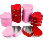 12 Pack 2Oz Valentine'S Day Heart Tins With Lids Bulk Heart Candle Jars Valentine Candle Containers, Heart Shaped Boxes For Candy, Metal Tin Boxes For Candle Making Gifts (Red, Pink)