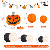 146Pcs Halloween Balloon Garland Arch Kit - Pumpkin, Black, White & Orange Party Decor