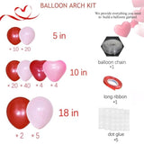 Valentines Pink Red Balloon Garland Arch Kit, Pink Red Heart Balloons