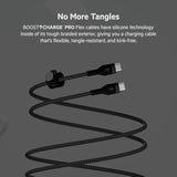 Belkin BoostCharge Pro Flex Braided USB-C to USB-C Charger Cable (2M/6.6ft), USB-IF Fast Charging Cable for iPhone 16 Series, Macbook Pro, iPad Pro, Galaxy S25, S24, Nintendo Switch 2 & More - Black