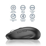 Bluetooth Mouse, Dual Mode Wireless Mouse For Laptop (Bt5.0/3.0 & 2.4G), Usb-C Rechargeable, Silent Click, 4-Level 2400 Dpi, 3 Device Switch, Portable Ergonomic Mouse For Windows, Mac, Android