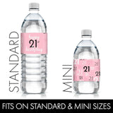 Pink, Black, And White 21St Birthday Water Bottle Labels – 20 Waterproof Stickers – Chic Party Decorations For 21St Birthday Celebration
