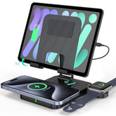 3 In 1 Wireless Charger For Apple Charging Station For Iphone Mag Safe Charger For Iphone 16 Pro Max/15/14/13/12, Foldable Watch For Apple Watch 10/9, Rotating Stand For Ipad Charging Station (Black)