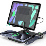 3 In 1 Wireless Charger For Apple Charging Station For Iphone Mag Safe Charger For Iphone 16 Pro Max/15/14/13/12, Foldable Watch For Apple Watch 10/9, Rotating Stand For Ipad Charging Station (Black)